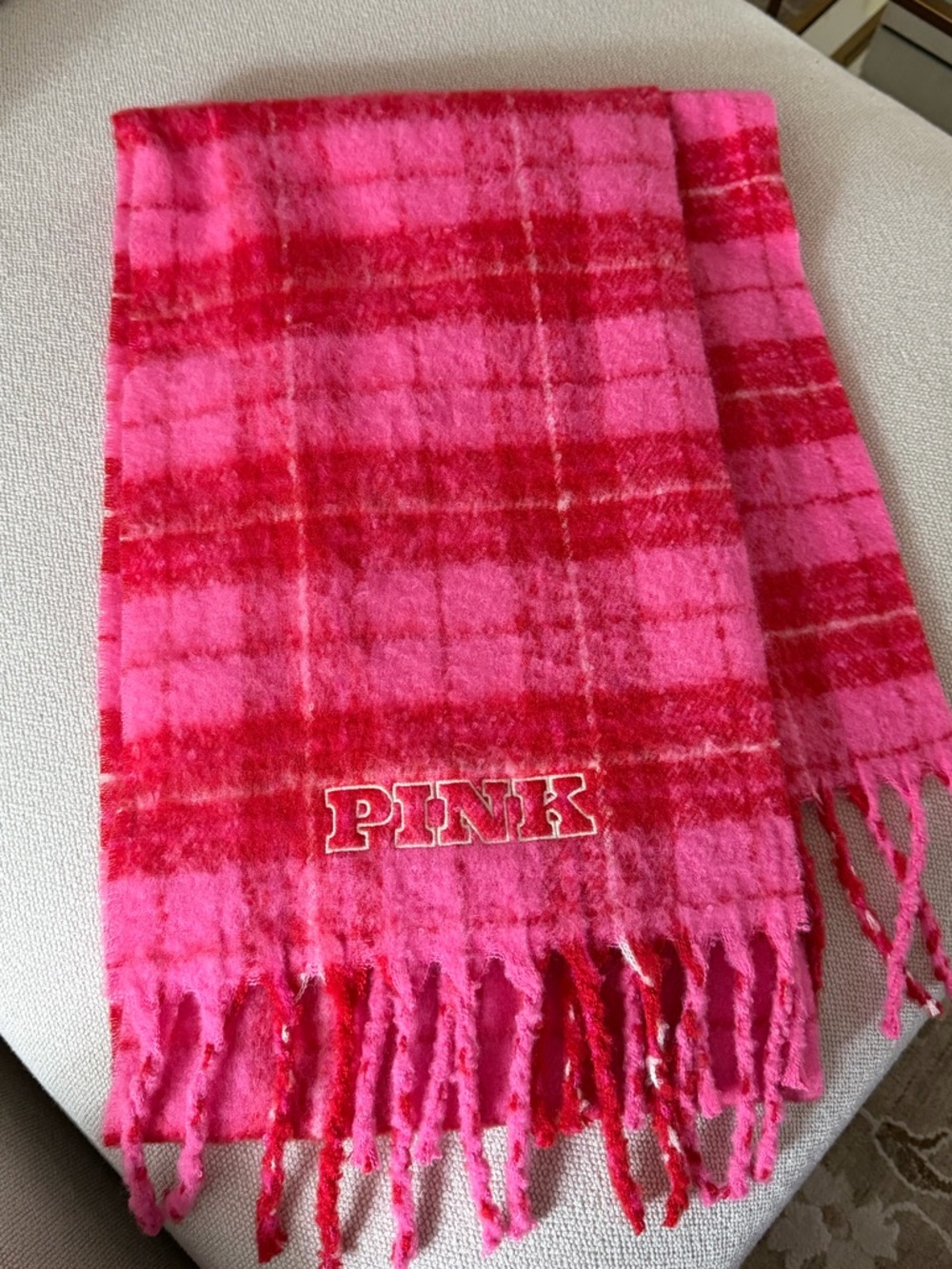 Pink and red scarf